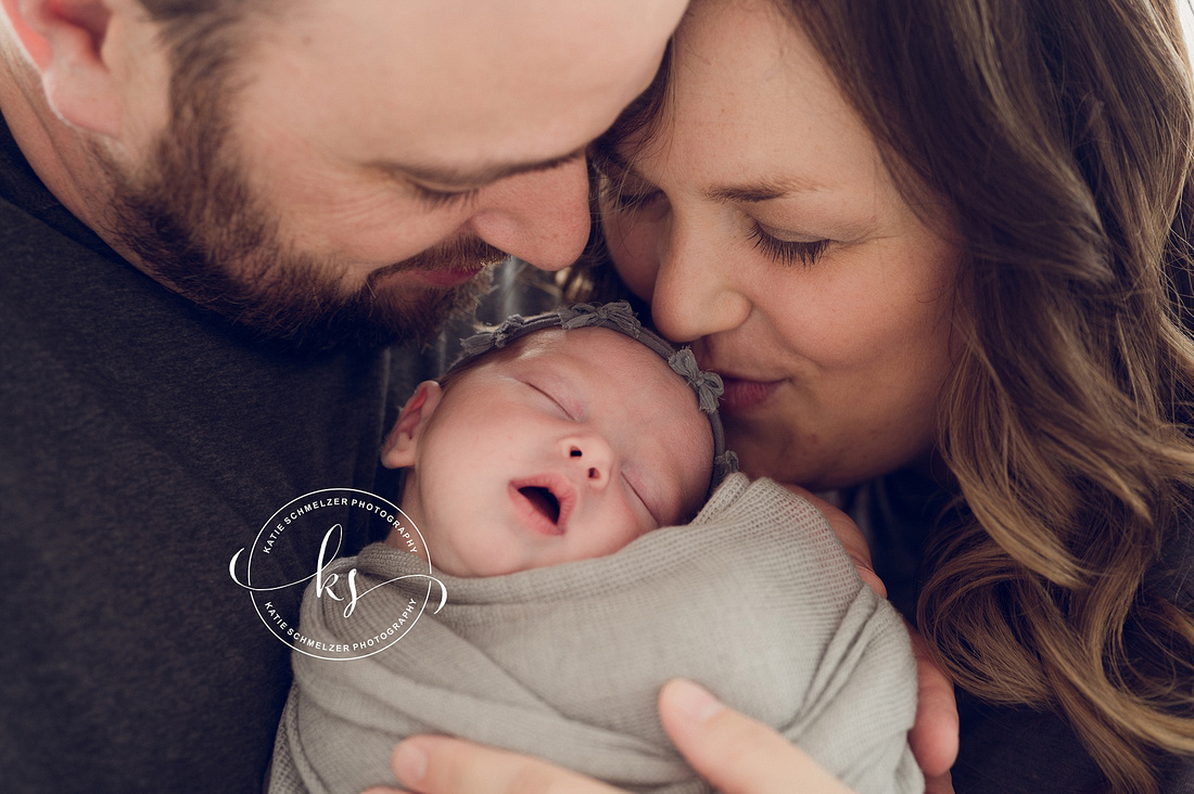 Precious Newborn Girl + Family session photographed by IA newborn Photographer KS Photography