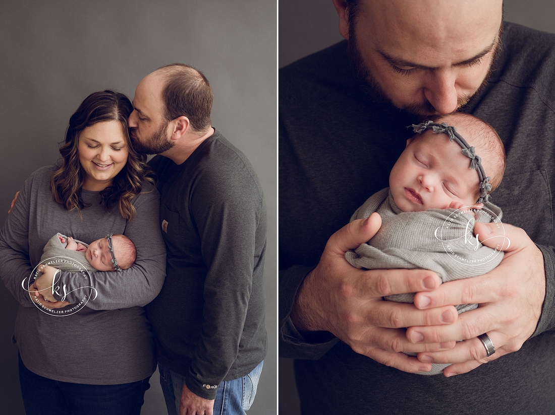 Precious Newborn Girl + Family session photographed by IA newborn Photographer KS Photography