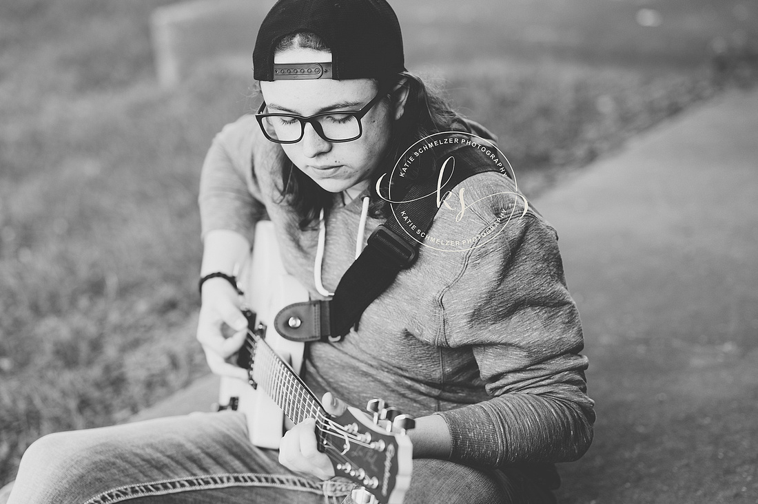 Iowa Senior Session with Guitar photographed by Iowa Senior Photographer KS Photography