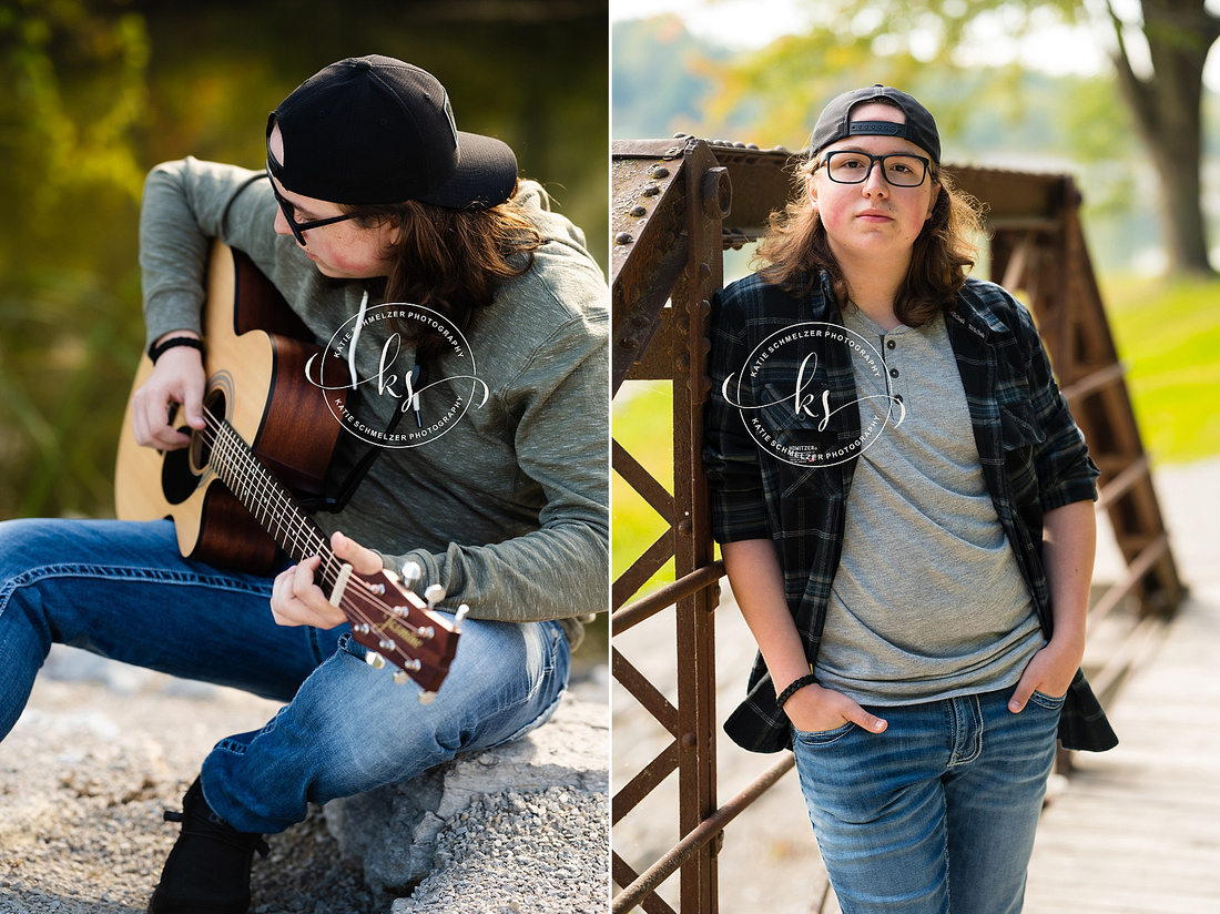Iowa Senior Session with Guitar photographed by Iowa Senior Photographer KS Photography