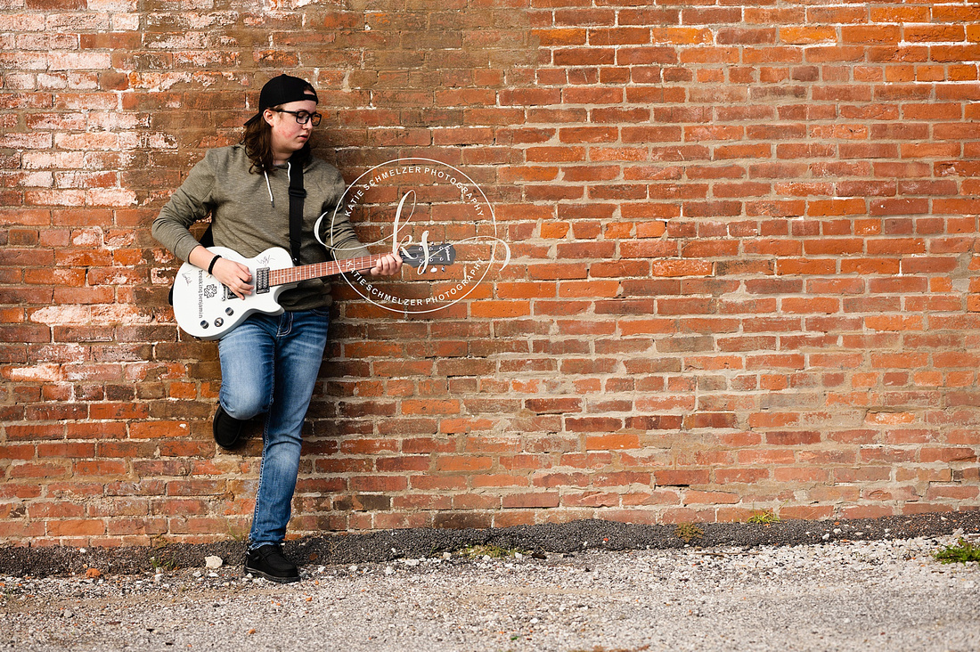 Iowa Senior Session with Guitar photographed by Iowa Senior Photographer KS Photography