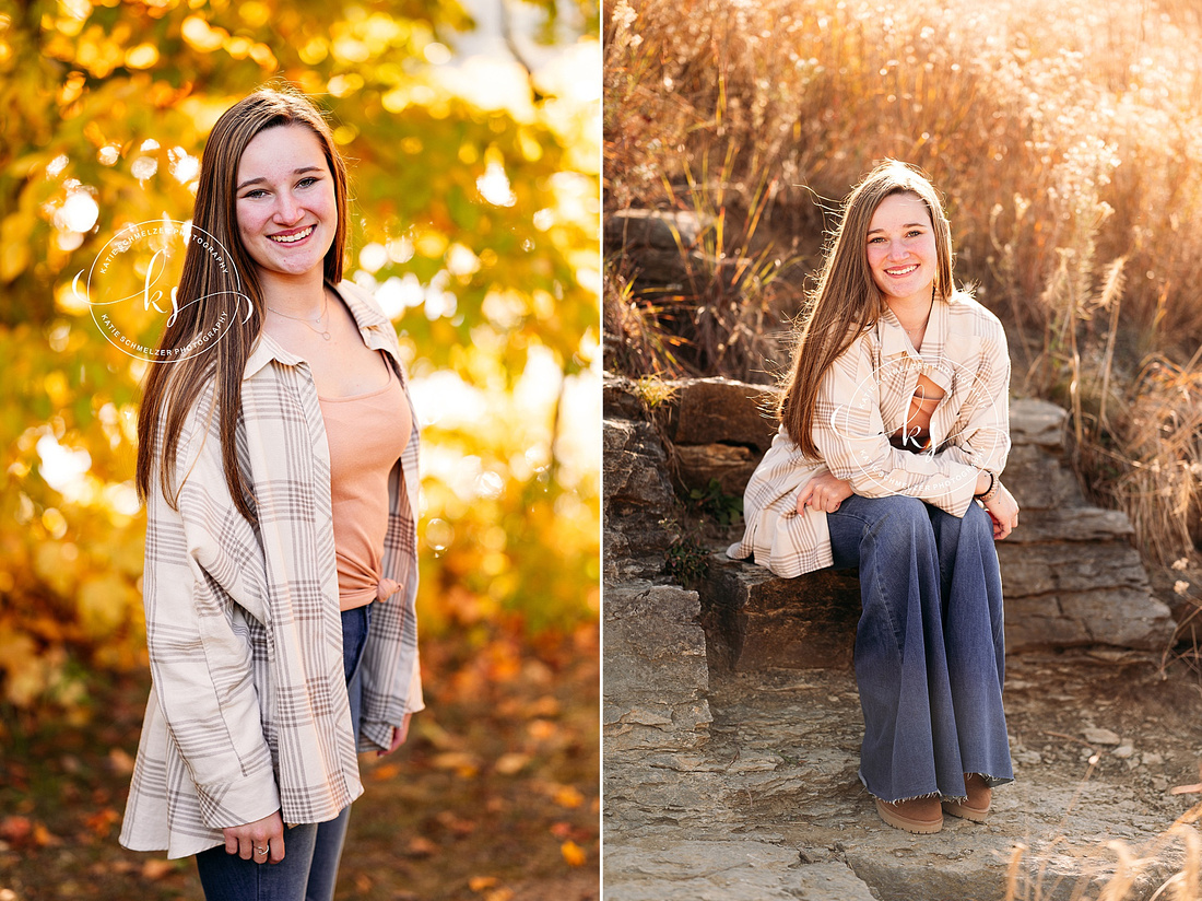 Fall Iowa Senior Session at Lake McBride photographed by Iowa Senior Photographer KS Photography