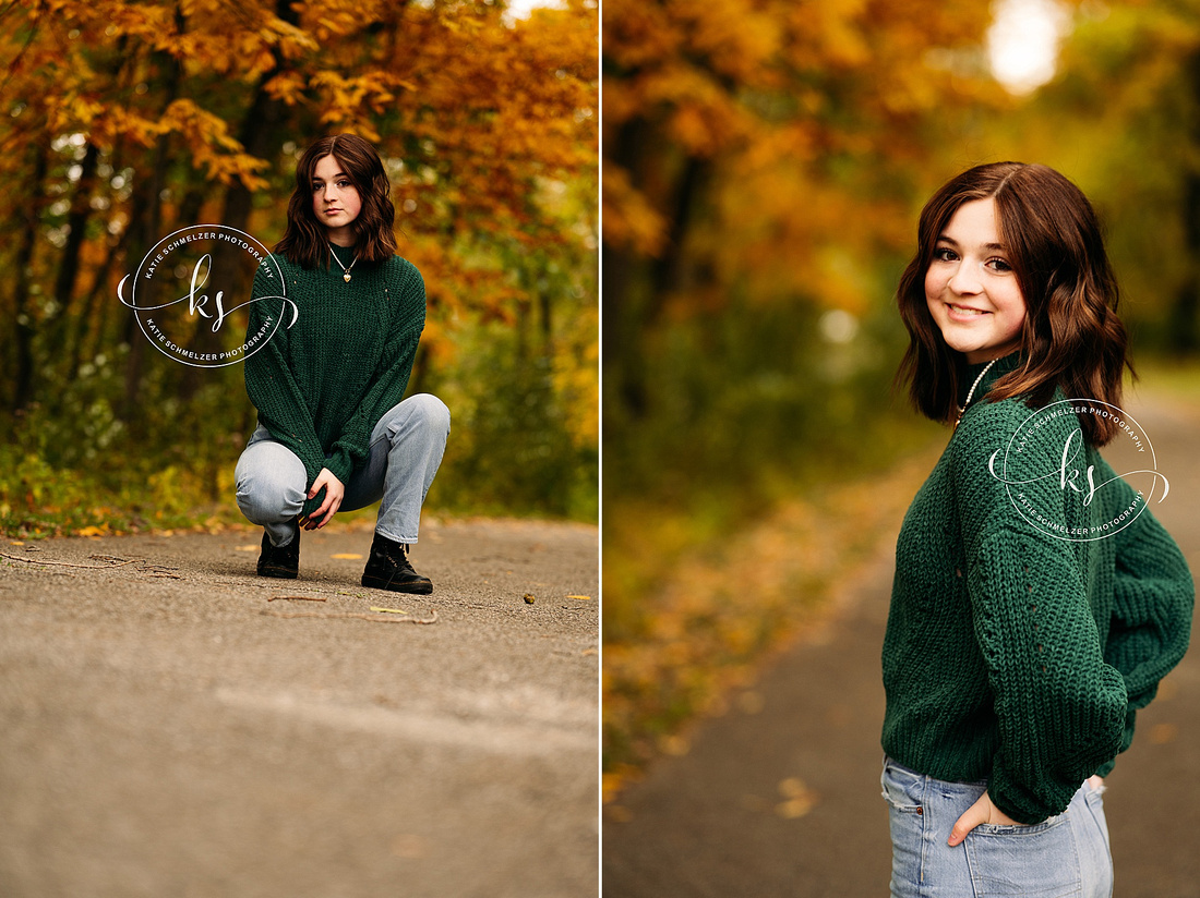 Coralville Reservoir Fall Senior Portraits photographed by Iowa Senior Photographer KS Photography