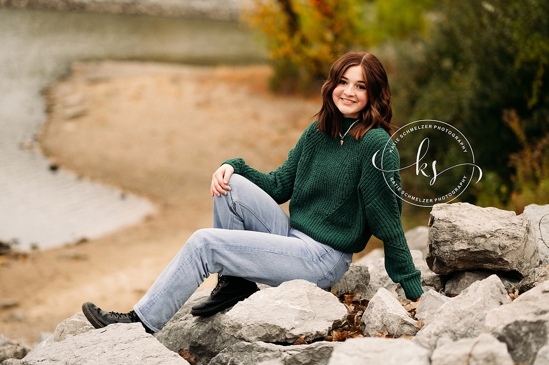 Coralville Reservoir Fall Senior Portraits photographed by Iowa Senior Photographer KS Photography