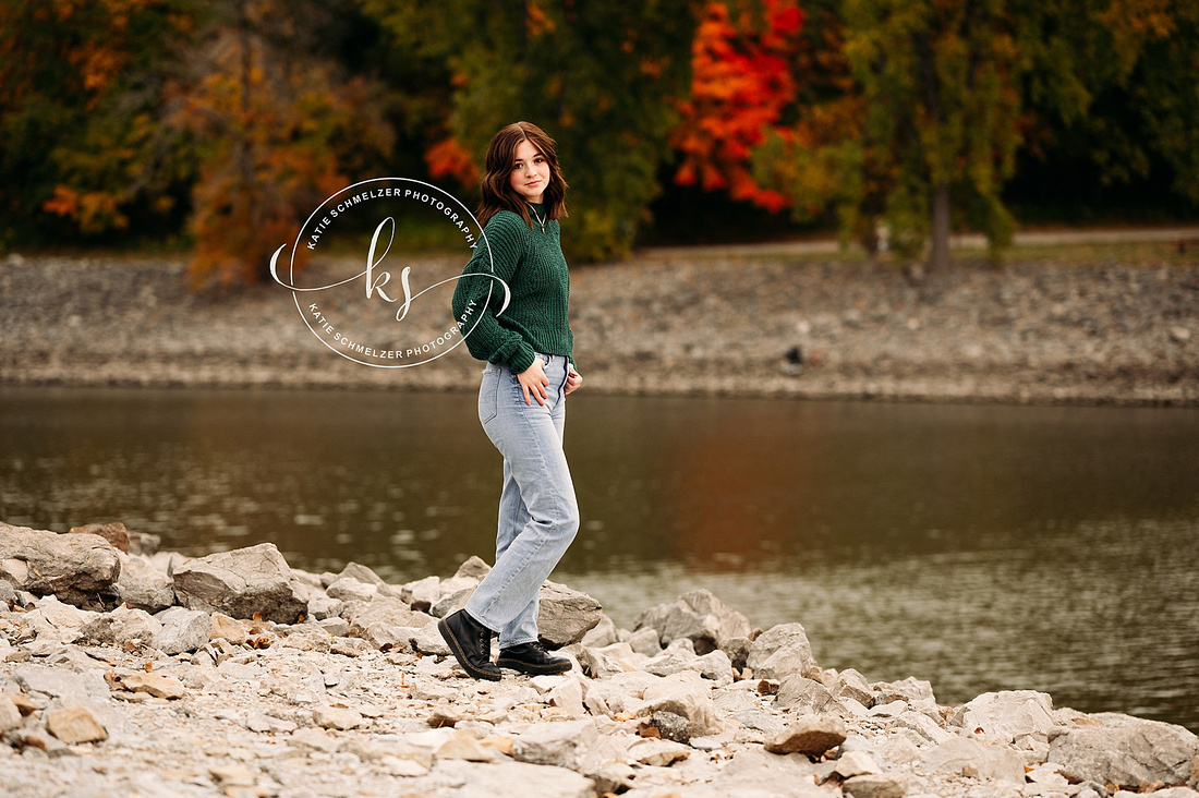 Coralville Reservoir Fall Senior Portraits photographed by Iowa Senior Photographer KS Photography