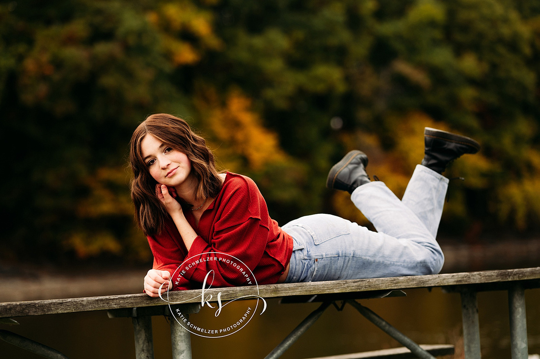 Coralville Reservoir Fall Senior Portraits photographed by Iowa Senior Photographer KS Photography