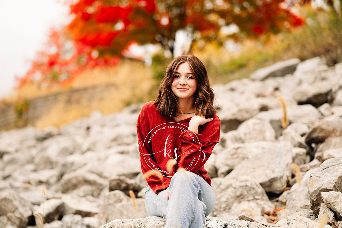 Coralville Reservoir Fall Senior Portraits photographed by Iowa Senior Photographer KS Photography