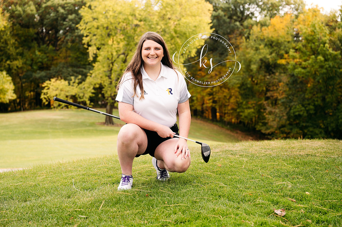 Fall Senior Session at Golf Course photographed by Iowa Senior Photographer KS Photography