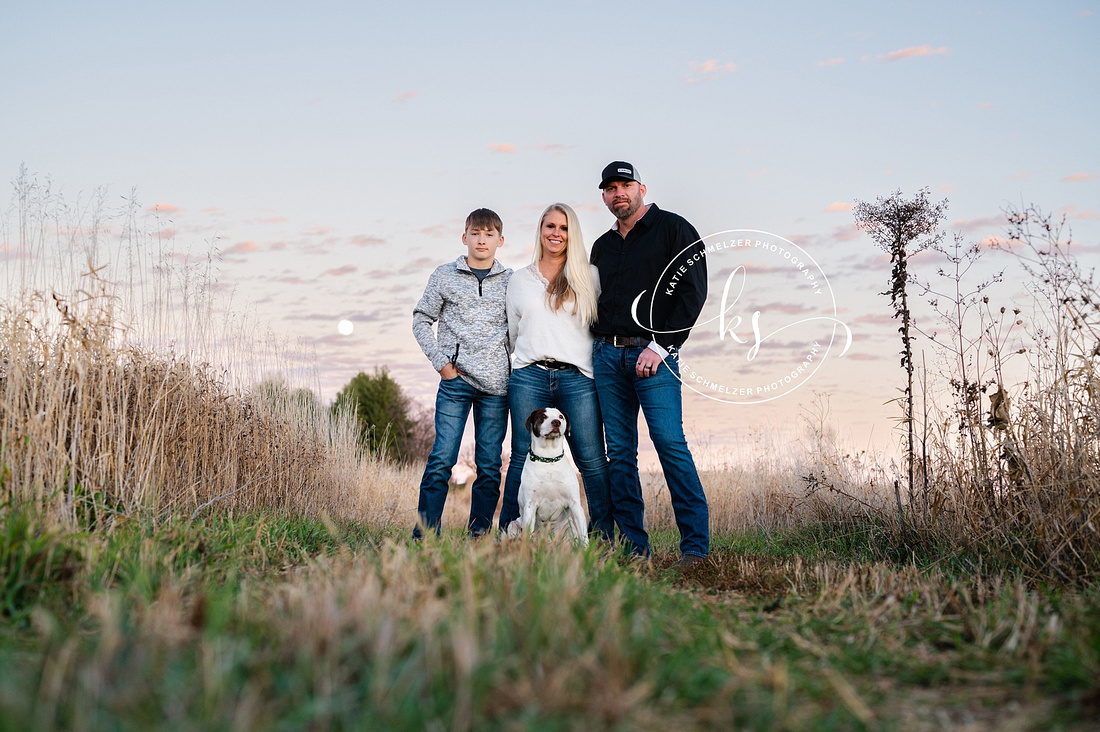 Iowa Sunset Family Portraits photographed by IA family Photographer KS Photography