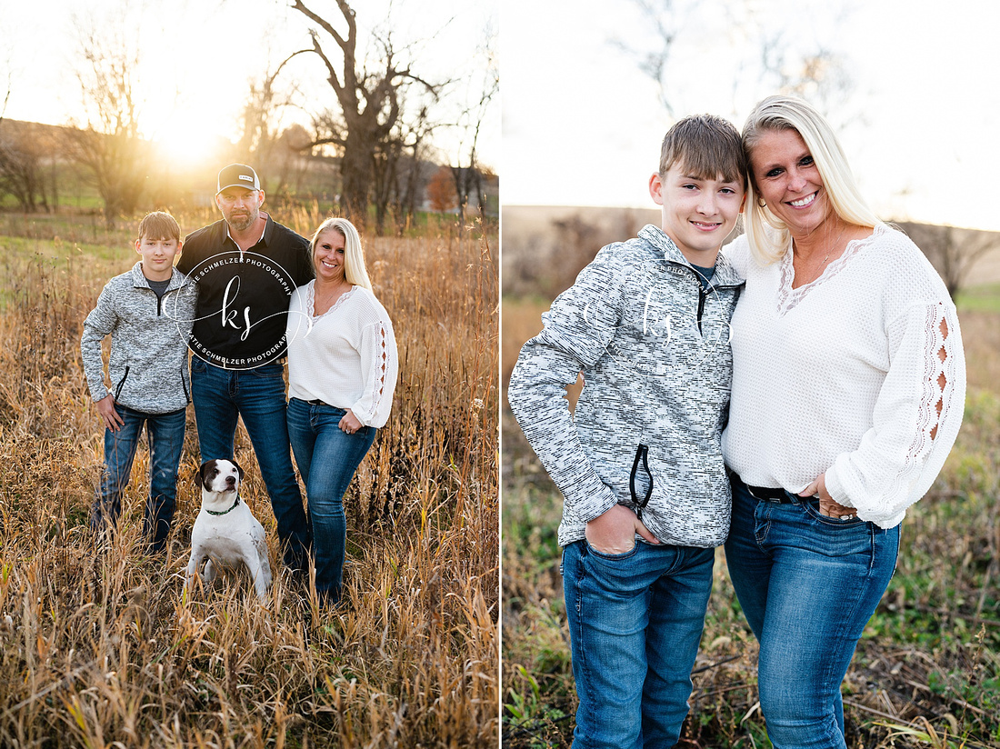 Iowa Sunset Family Portraits photographed by IA family Photographer KS Photography