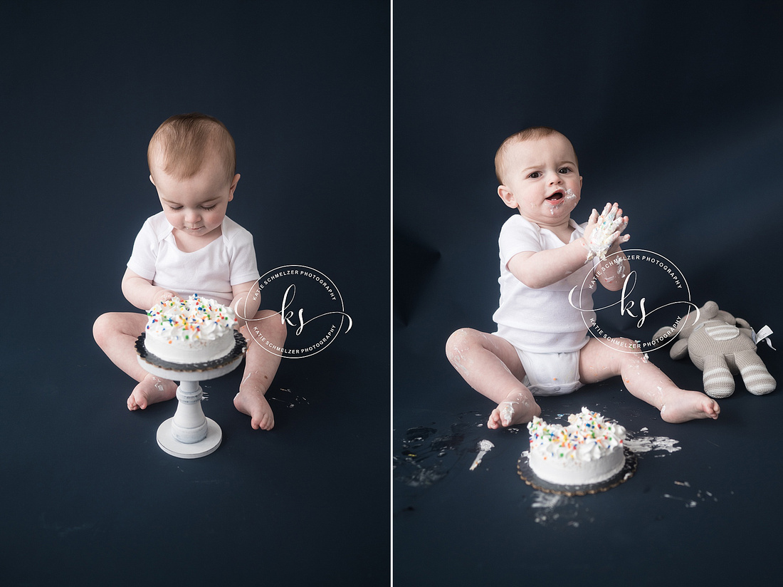 1 Year Milestone + Cake Smash Session photographed by Iowa Milestone Photographer KS Photography