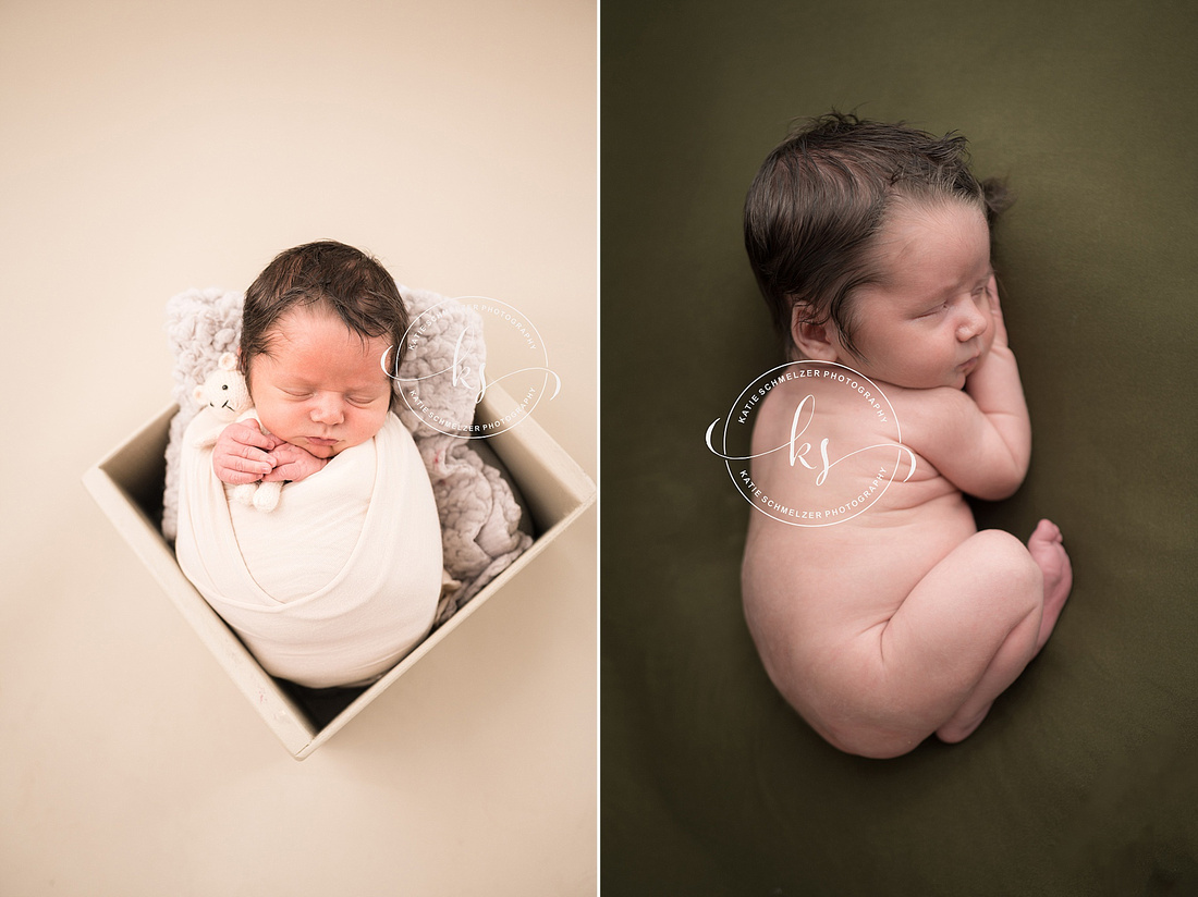 Studio Newborn Boy Portraits photographed by Iowa Newborn Photographer KS Photography