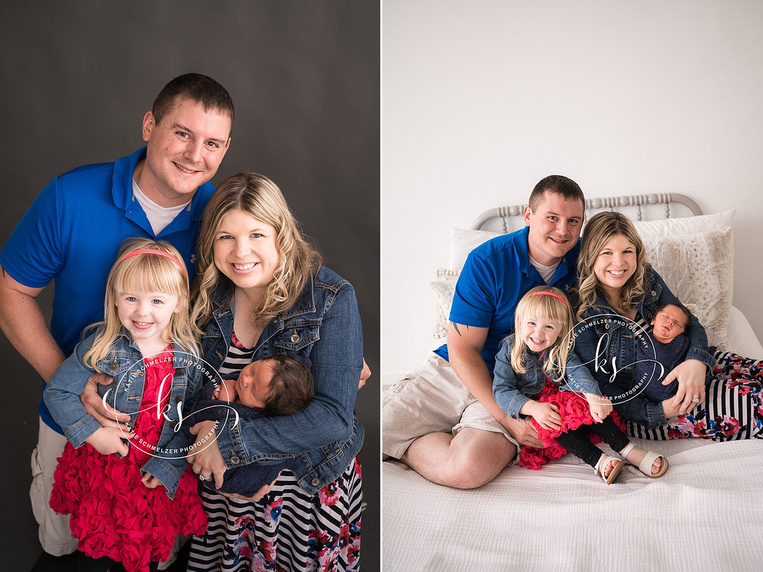 Iowa Studio newborn session with family photographed by IA Newborn Photographer KS Photography