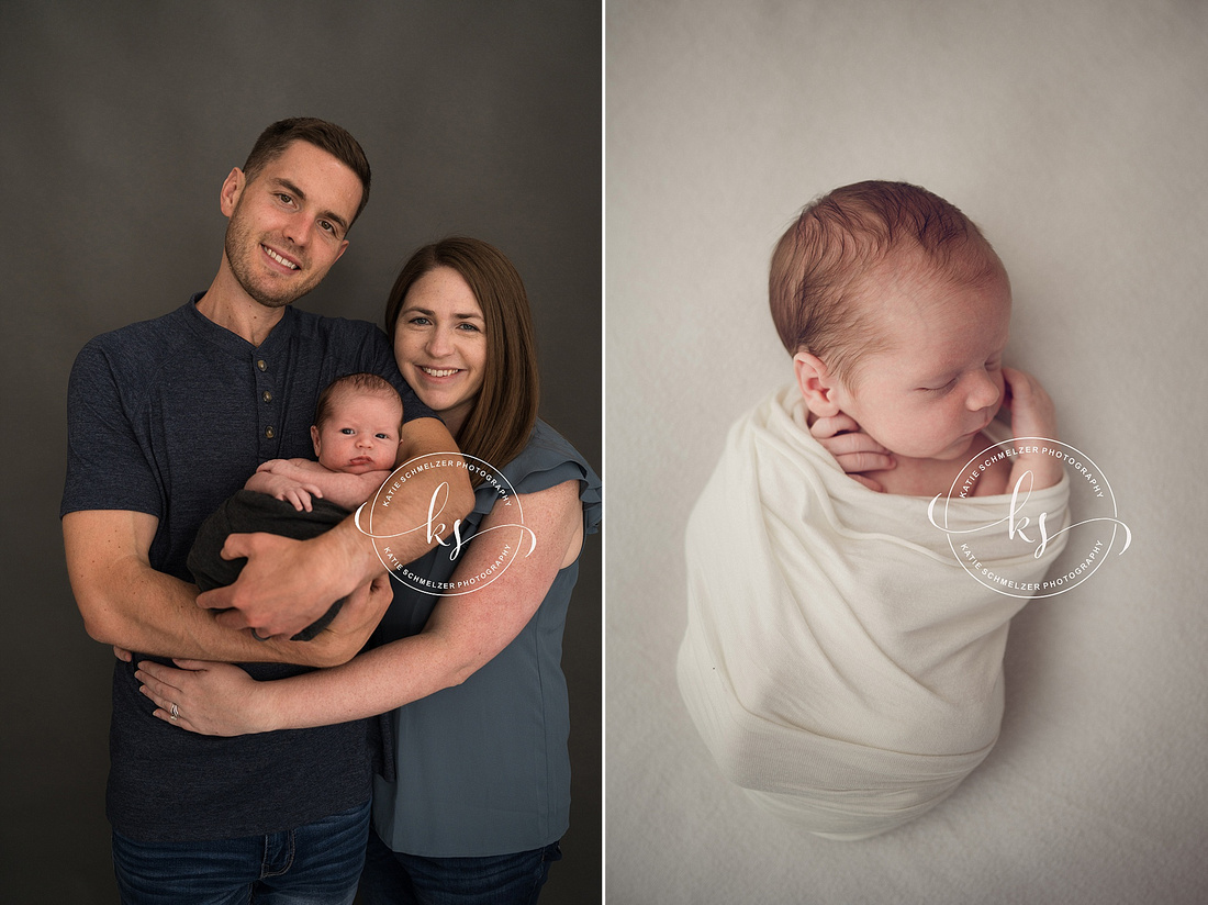 Studio Newborn Session with new Family of Three photographed by IA Newborn Photographer KS Photography