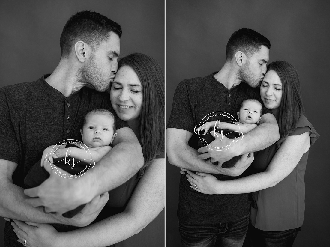 Studio Newborn Session with new Family of Three photographed by IA Newborn Photographer KS Photography