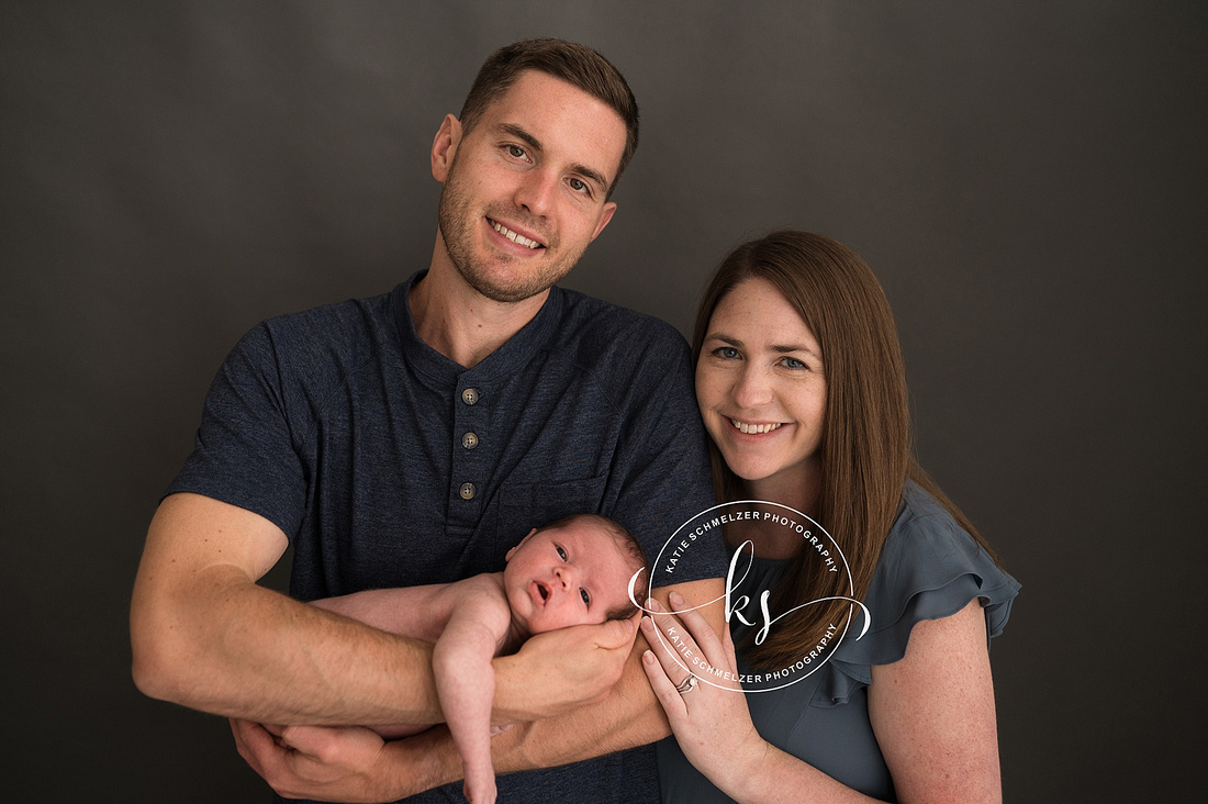 Studio Newborn Session with new Family of Three photographed by IA Newborn Photographer KS Photography