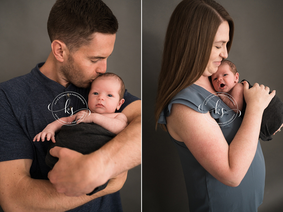 Studio Newborn Session with new Family of Three photographed by IA Newborn Photographer KS Photography