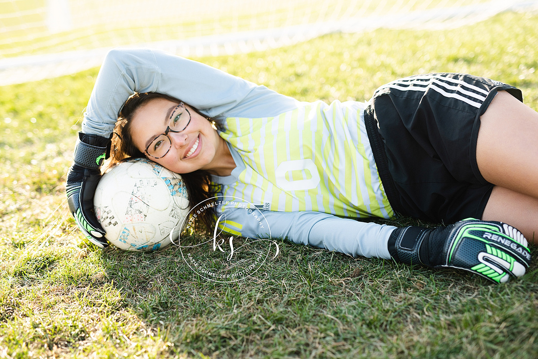 Tiffin IA Senior portraits with soccer player photographed by KS Photography