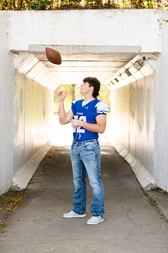 Iowa Senior Portraits with high school football player and KS Photography, Iowa senior portrait photographer 