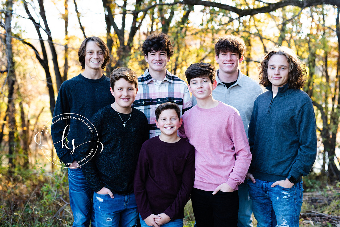 Iowa Family Outdoor Portrait Session of couple with a combined 7 sons by IA Family photographer KS Photography