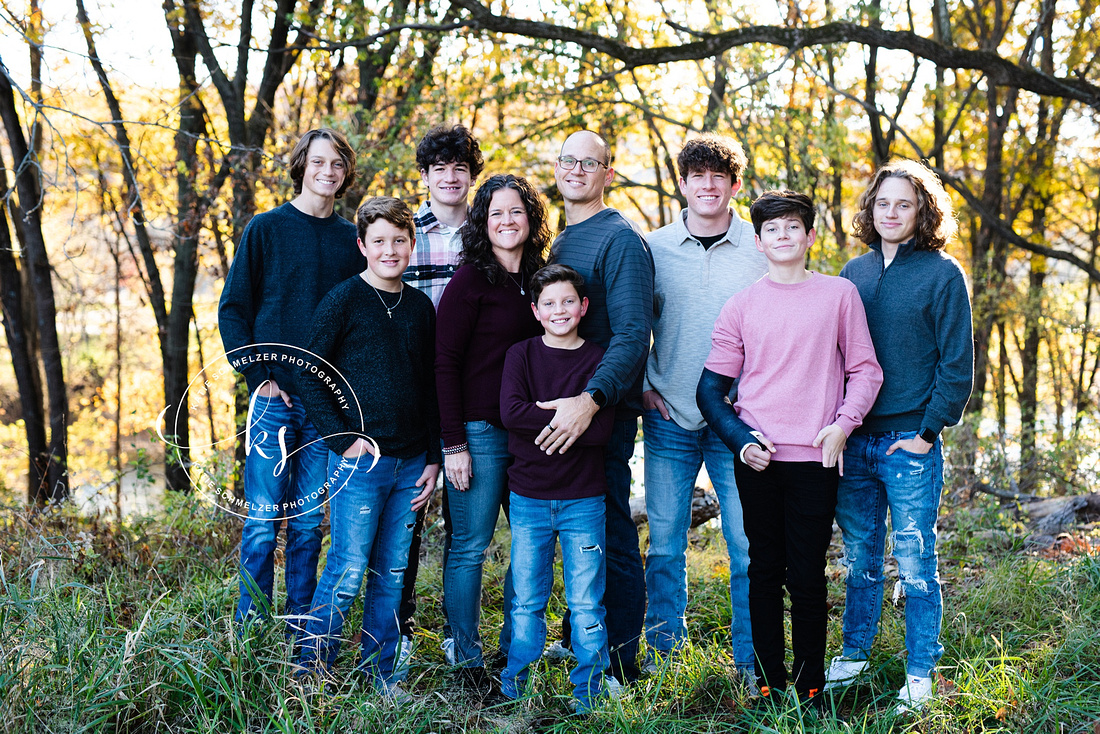 Iowa Family Outdoor Portrait Session of couple with a combined 7 sons by IA Family photographer KS Photography