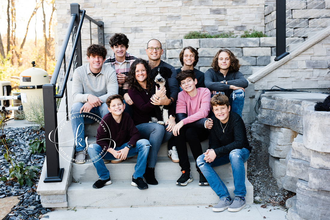 Iowa Family Outdoor Portrait Session of couple with a combined 7 sons by IA Family photographer KS Photography