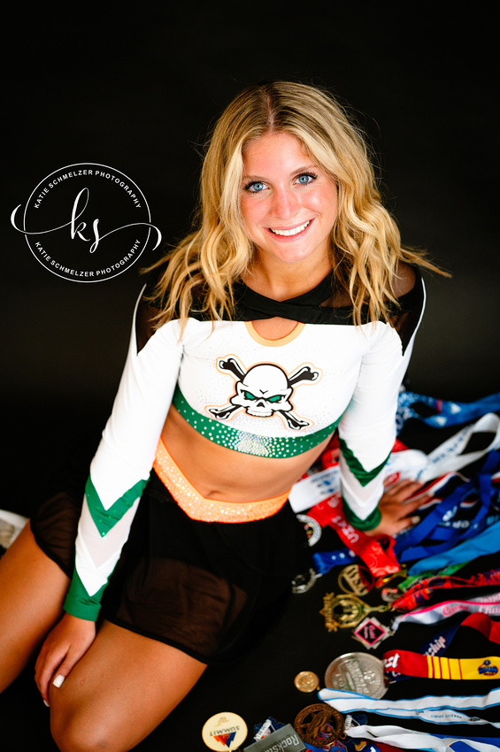 Iowa Senior Portraits of Cheer Athlete photographed by Iowa Senior Photographer KS Photography