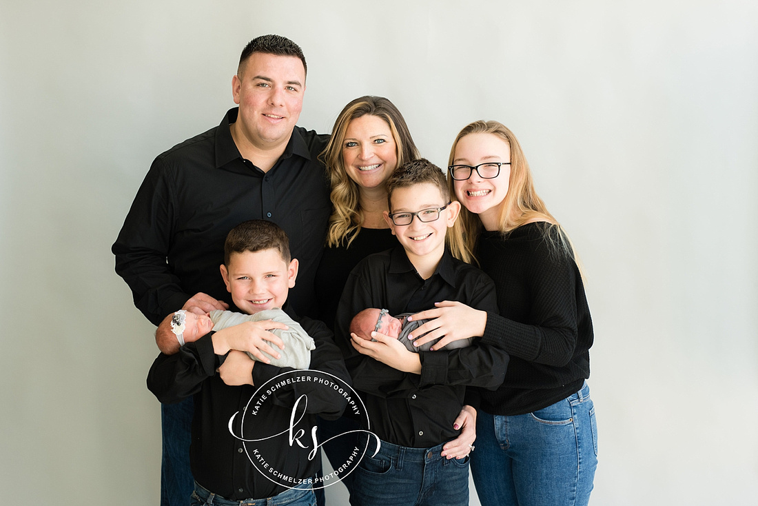 Iowa Family welcomes newborn twin girls  IA Family Photographer KS Photography 