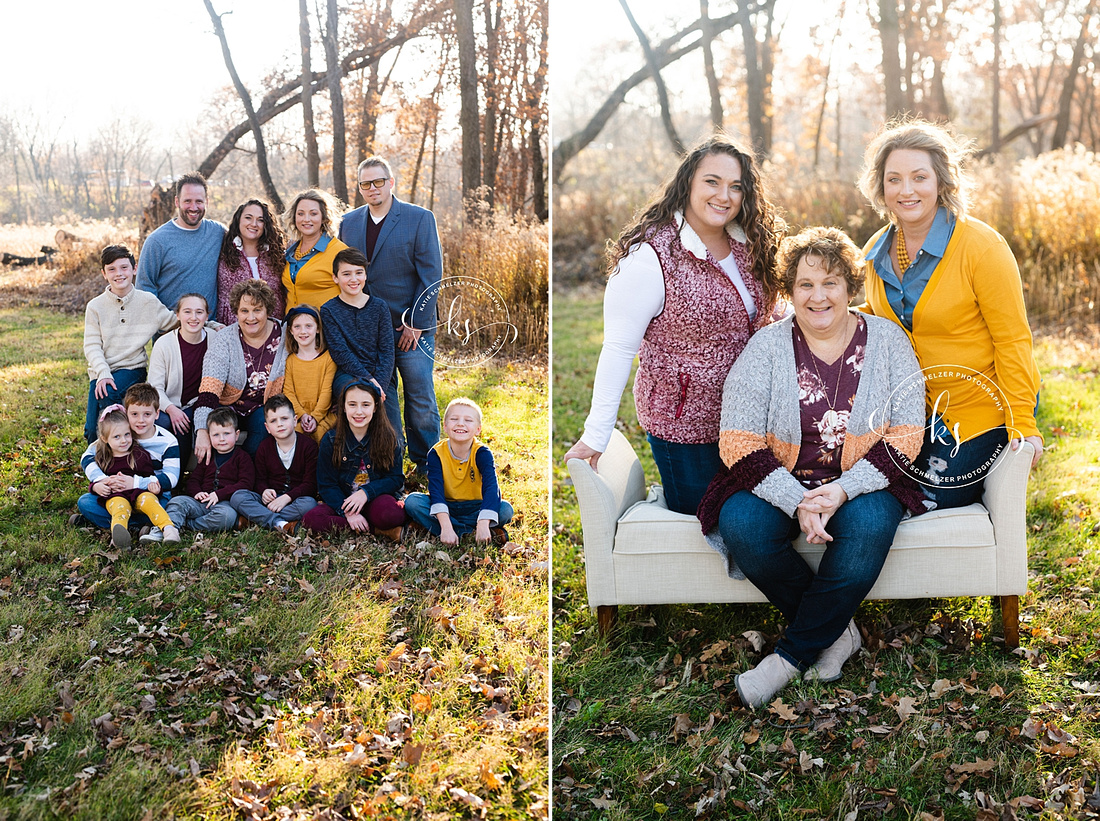 Fall Iowa Extended Family Session photographed by Family Photographer KS Photography