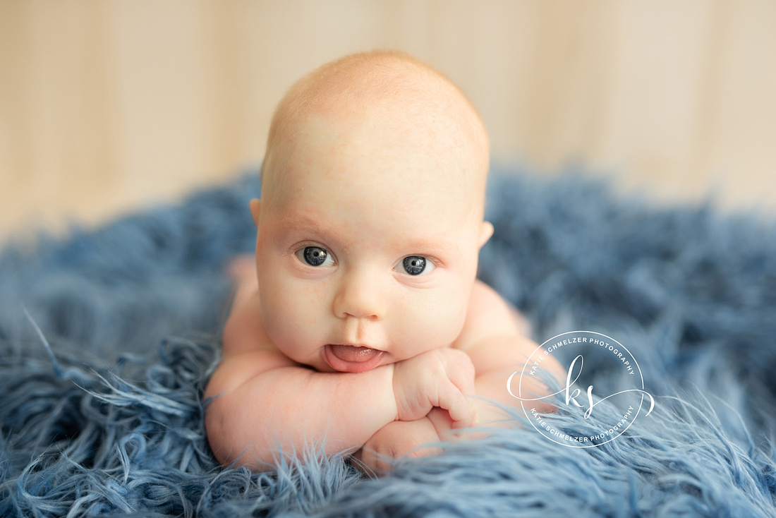 Iowa newborn baby boy during 3 month milestone photos photographed by IA Newborn photographer KS Photography