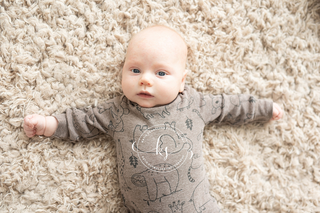 Iowa newborn baby boy during 3 month milestone photos photographed by IA Newborn photographer KS Photography