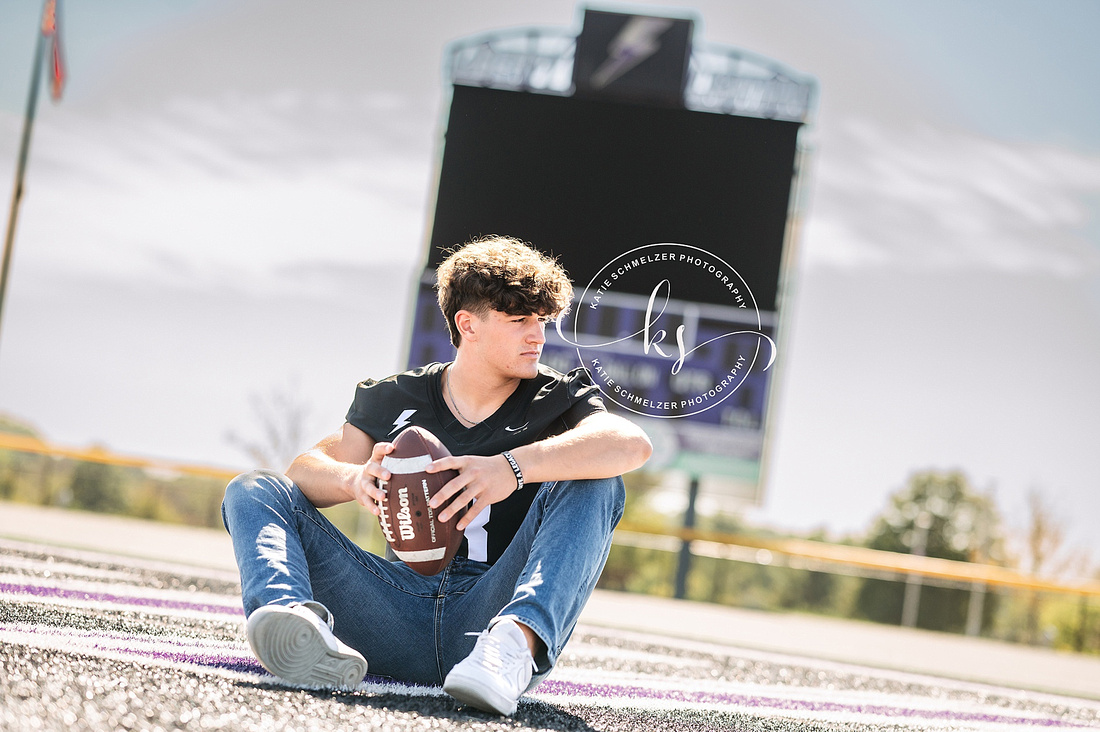 High School Football Athlete Senior Session photographed by Iowa Senior Photographer KS Photography 