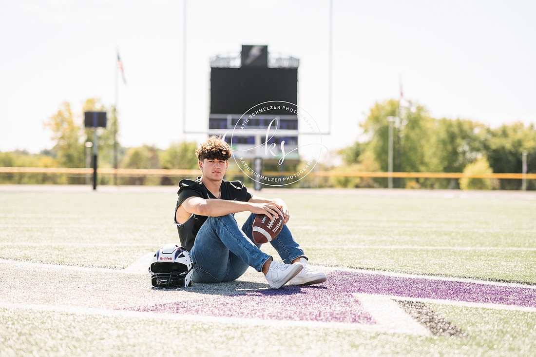 High School Football Athlete Senior Session photographed by Iowa Senior Photographer KS Photography 