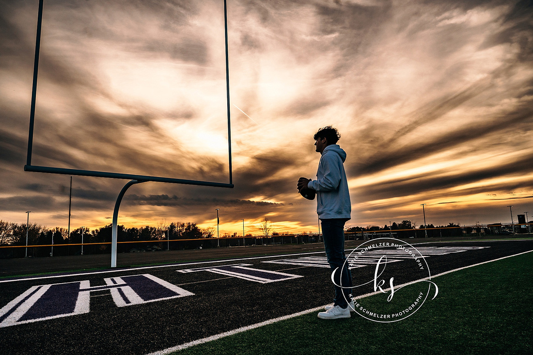 High School Football Athlete Senior Session photographed by Iowa Senior Photographer KS Photography 