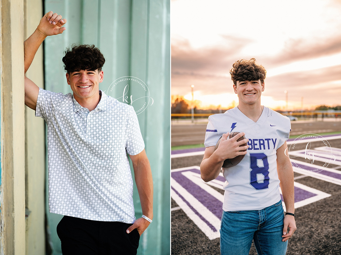 High School Football Athlete Senior Session photographed by Iowa Senior Photographer KS Photography 