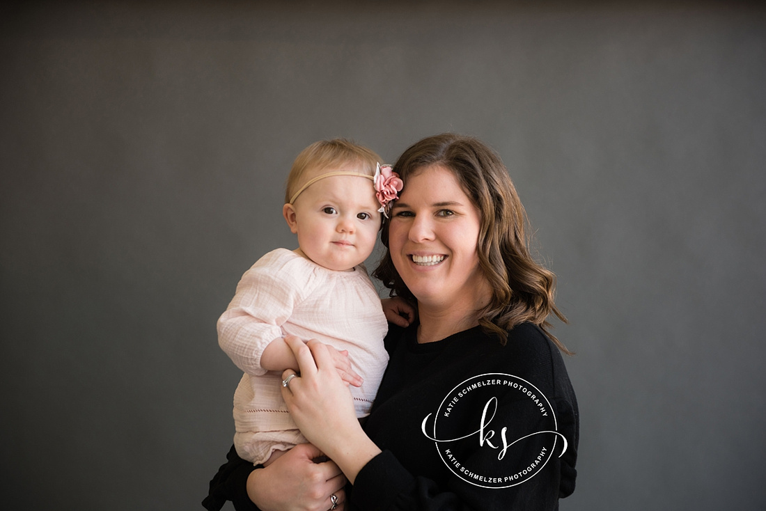 Baby Girl One Year Milestone Portraits in Iowa photographed by IA Newborn and Milestone Photographer KS Photography