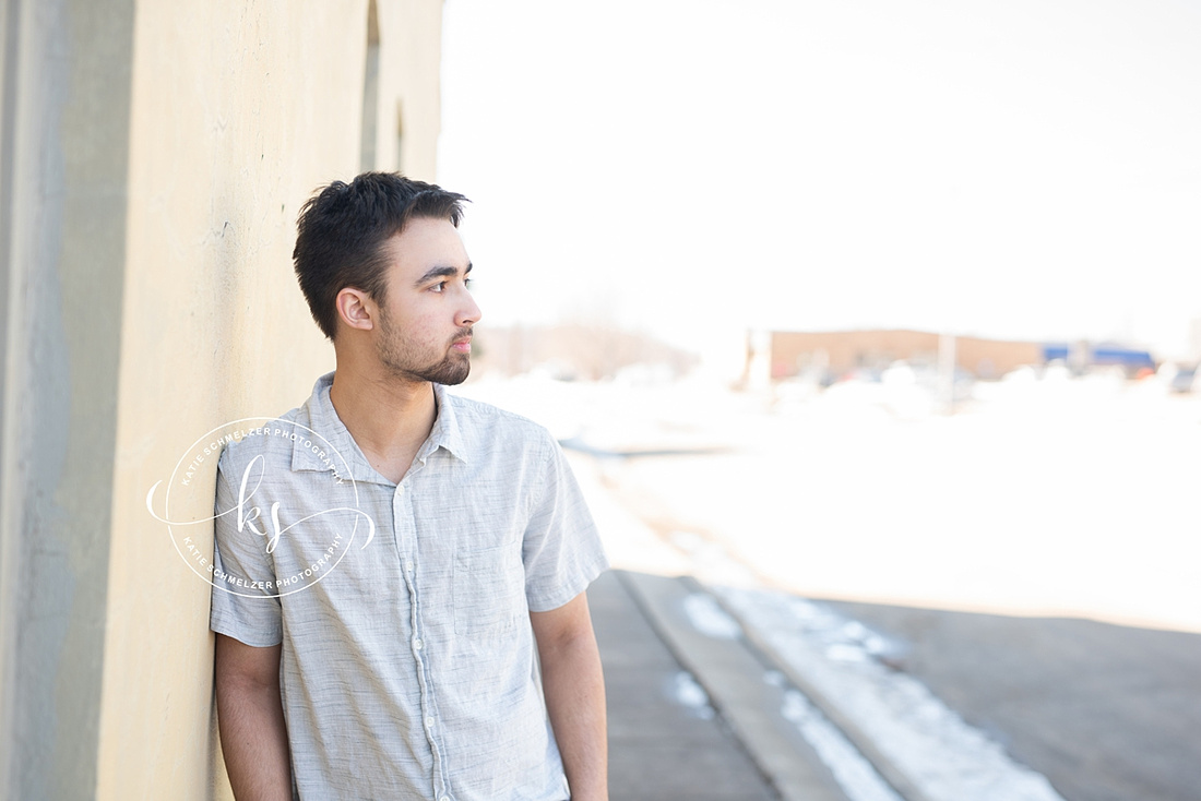 Iowa Senior portrait session of High school boy in studio photographed by IA Senior Photographer KS Photography