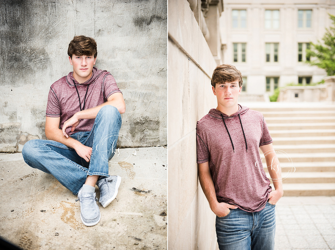 Downtown Iowa senior portraits with IA senior portrait photographer KS Photography