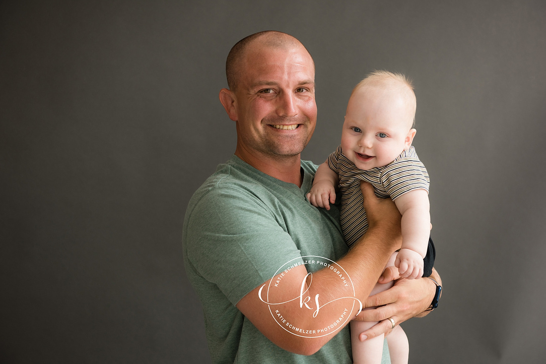 9 Month Milestone Portraits of Iowa Baby Boy with dad by IA Newborn + Milestone Photographer KS Photography