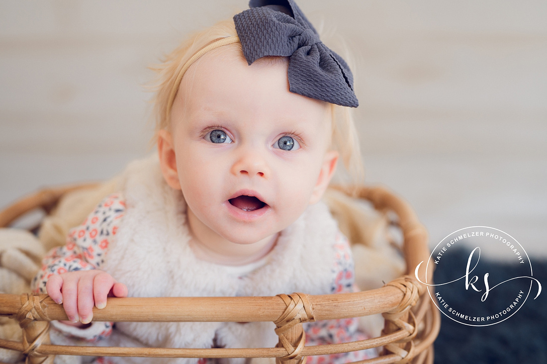 6 month Milestone Portraits of Iowa Baby Girl photographed by IA Newborn and milestone photographer KS Photography