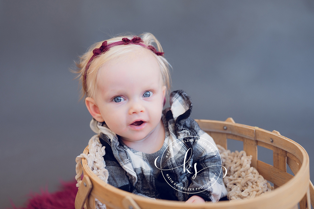 6 month Milestone Portraits of Iowa Baby Girl photographed by IA Newborn and milestone photographer KS Photography