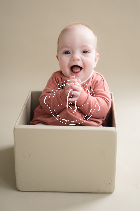 Six Month Milestone Photos photographed by Iowa Newborn photographer KS Photography