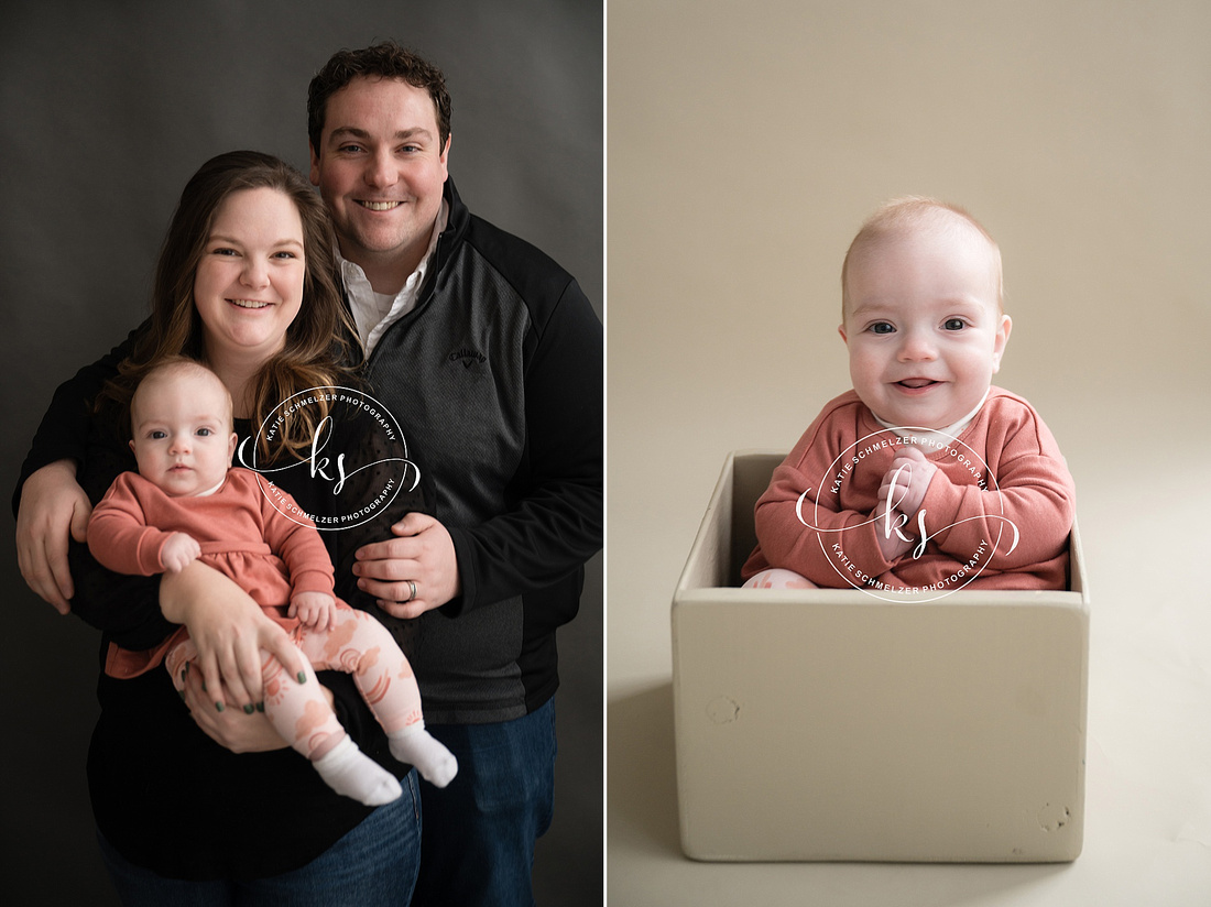 Six Month Milestone Photos photographed by Iowa Newborn photographer KS Photography
