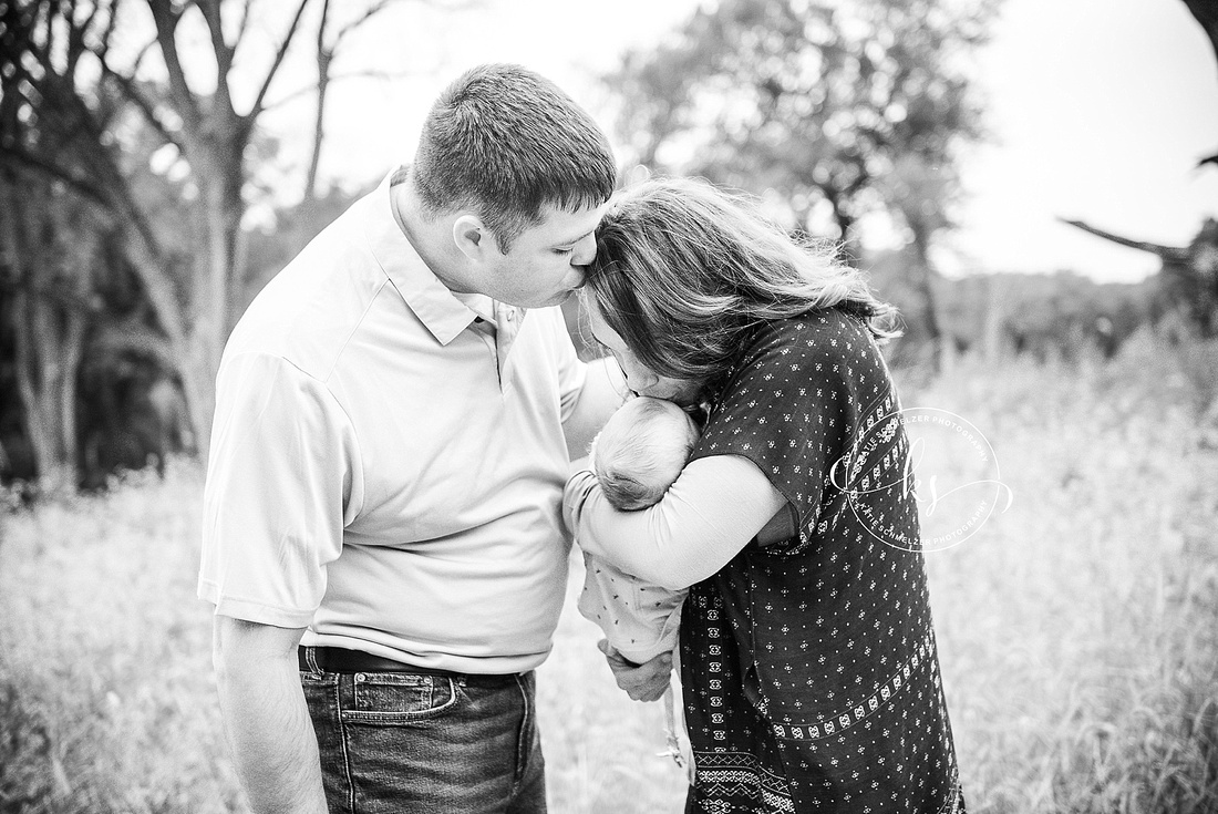 Iowa family portraits with family dogs and baby girl by Tiffin IA family photographer KS Photography