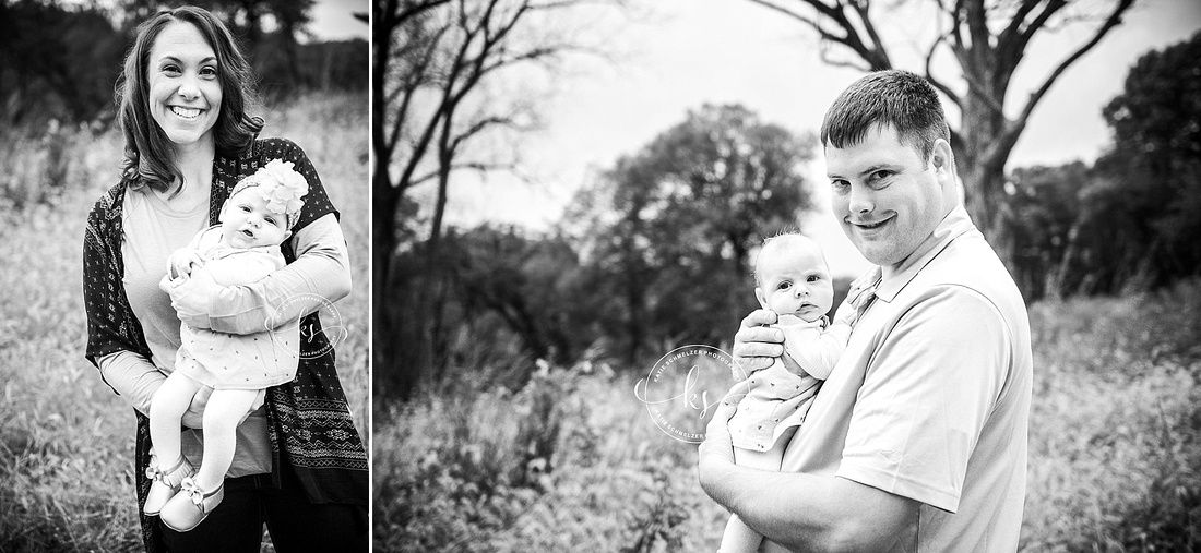 Iowa family portraits with family dogs and baby girl by Tiffin IA family photographer KS Photography