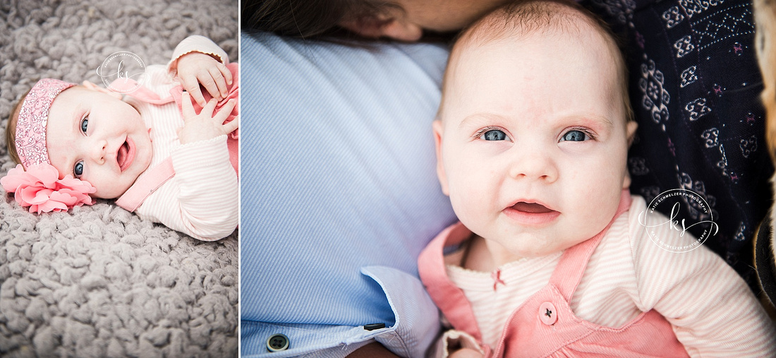 Iowa family portraits with family dogs and baby girl by Tiffin IA family photographer KS Photography