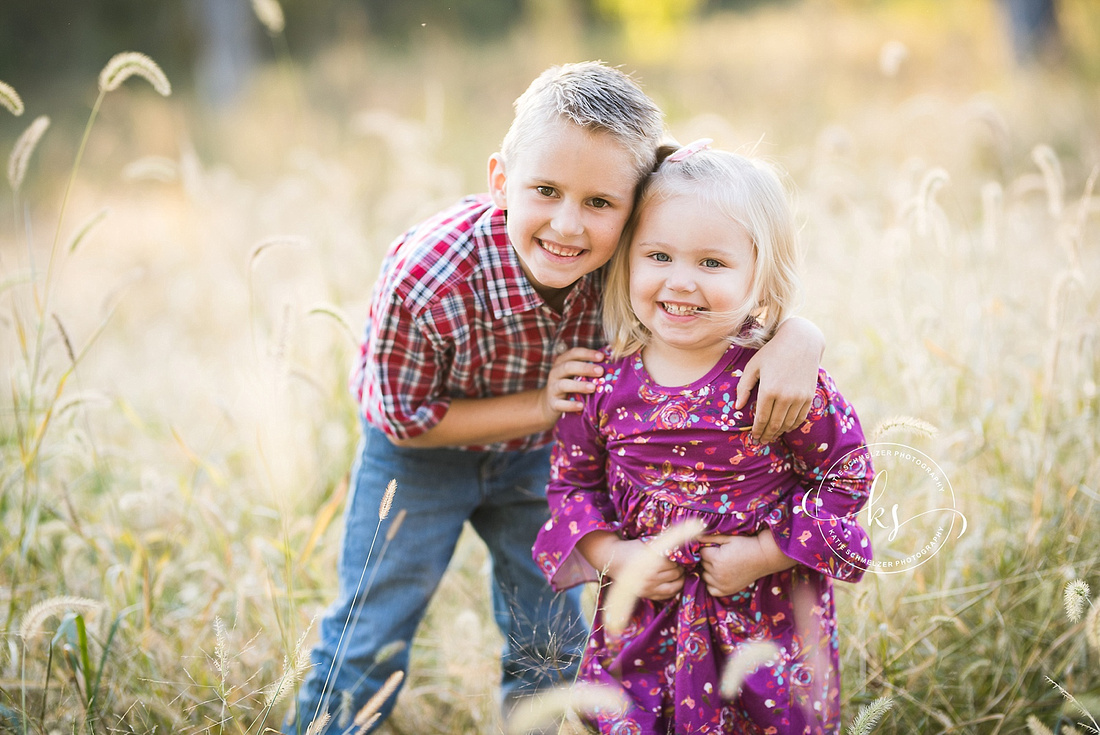 Joyful family portraits at sunset in Iowa with KS Photography