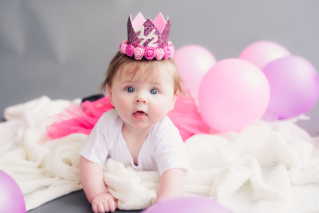 IA Baby Girl 6 Month Milestone Portraits by Iowa Newborn Photographer KS Photography