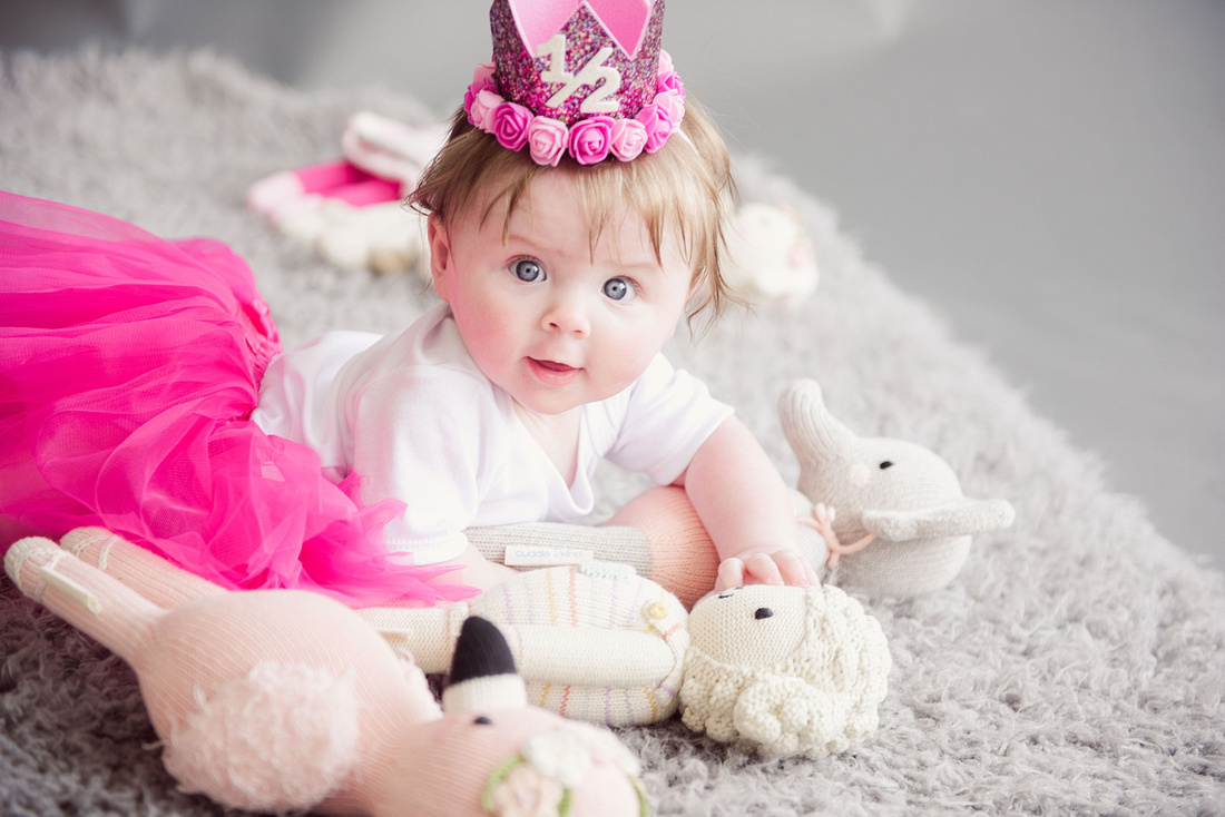 IA Baby Girl 6 Month Milestone Portraits by Iowa Newborn Photographer KS Photography