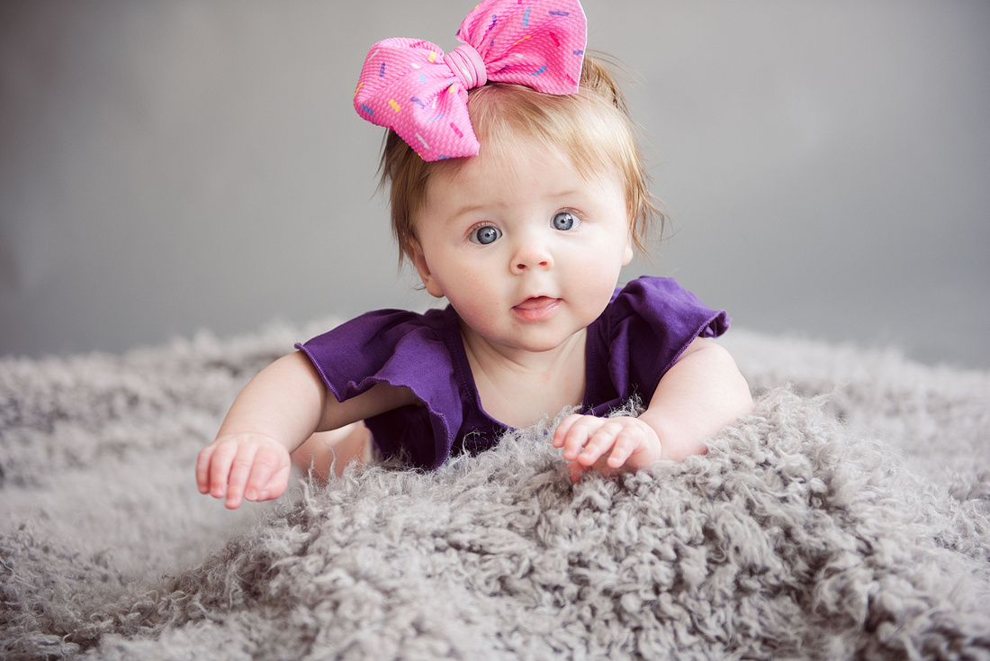 IA Baby Girl 6 Month Milestone Portraits by Iowa Newborn Photographer KS Photography